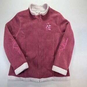 Disneyland Resort Minnie Mouse Fleece Zip Up Jacket Women's Size 1X Burgundy